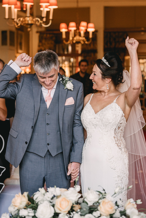 happy wedding ceremony photo of mature couple in Edgbaston by Wedding Photographers in Birmingham