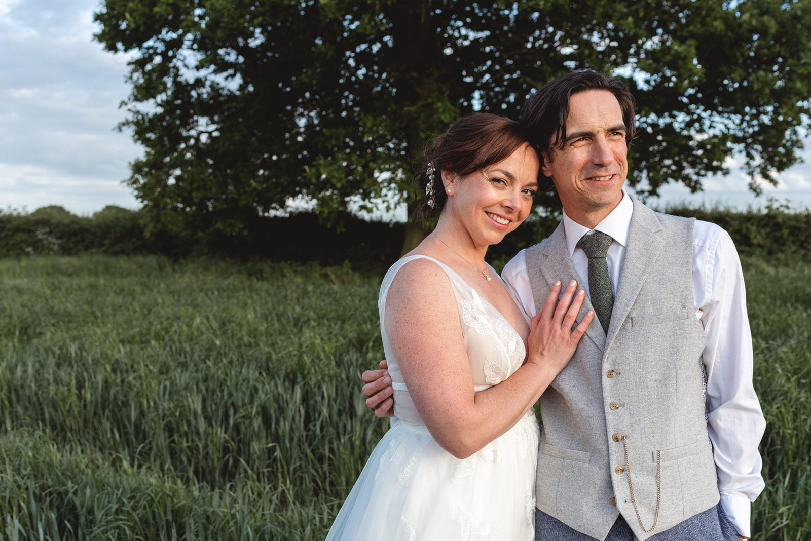 Newlyweds photo at Hanbury Barns Wedding Venue by West Midlands wedding photographer byGarazi